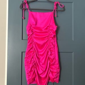 NWT Hot Pink Akira Dress with Ruching and Bows